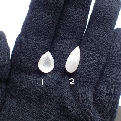 画像3: ホワイトチューブインクォーツ ペアシェイプカットルース