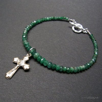 画像3: ブレスレット エメラルドと十字架